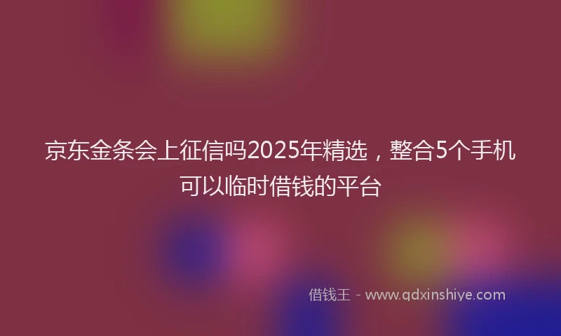 京东金条会上征信吗2025年精选，整合5个手机可以临时借钱的平台