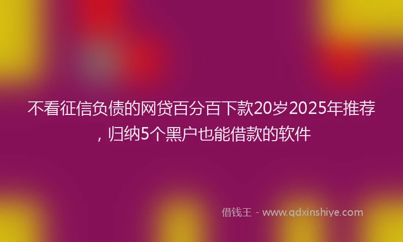 不看征信负债的网贷百分百下款20岁2025年推荐，归纳5个黑户也能借款的软件