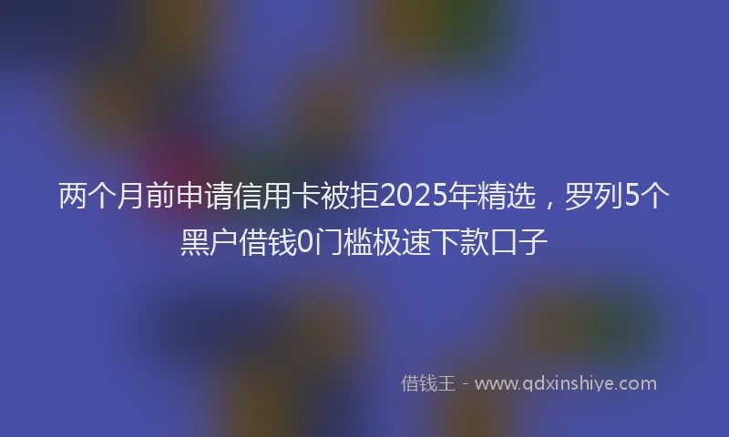 两个月前申请信用卡被拒2025年精选，罗列5个黑户借钱0门槛极速下款口子
