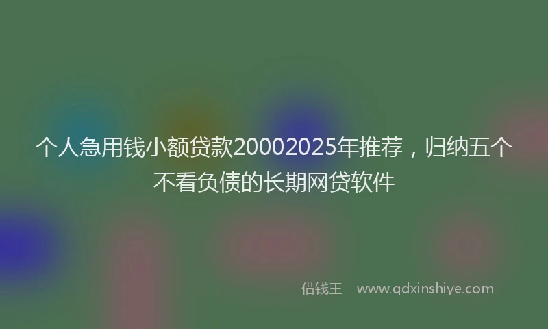 个人急用钱小额贷款20002025年推荐，归纳五个不看负债的长期网贷软件