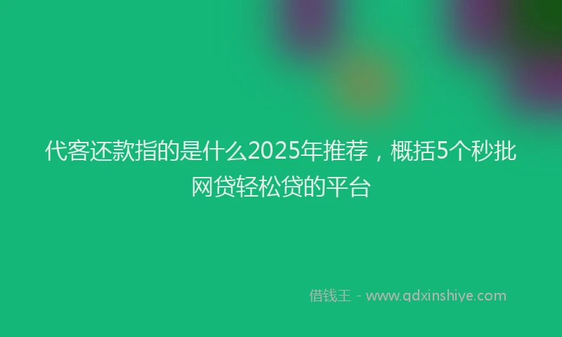代客还款指的是什么2025年推荐，概括5个秒批网贷轻松贷的平台