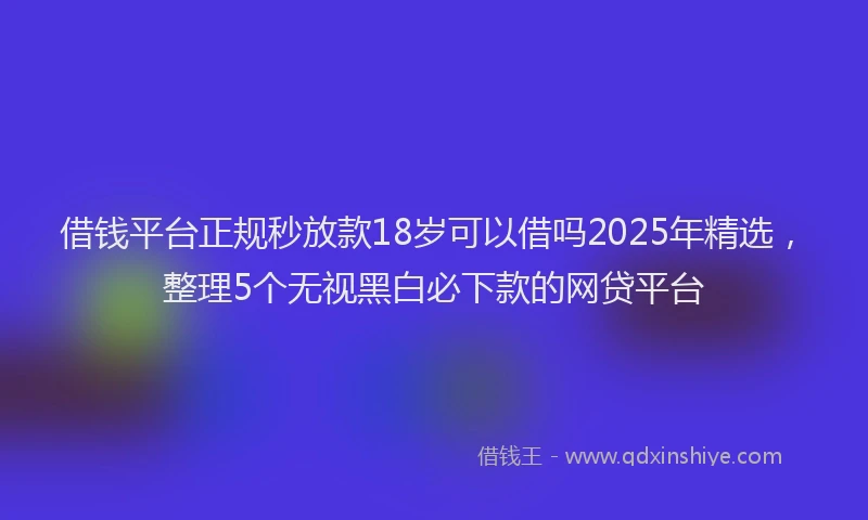 借钱平台正规秒放款18岁可以借吗2025年精选，整理5个无视黑白必下款的网贷平台