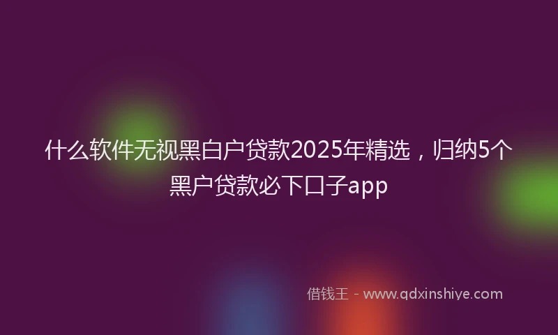 什么软件无视黑白户贷款2025年精选，归纳5个黑户贷款必下口子app