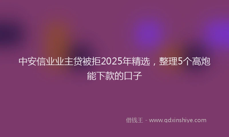中安信业业主贷被拒2025年精选，整理5个高炮能下款的口子
