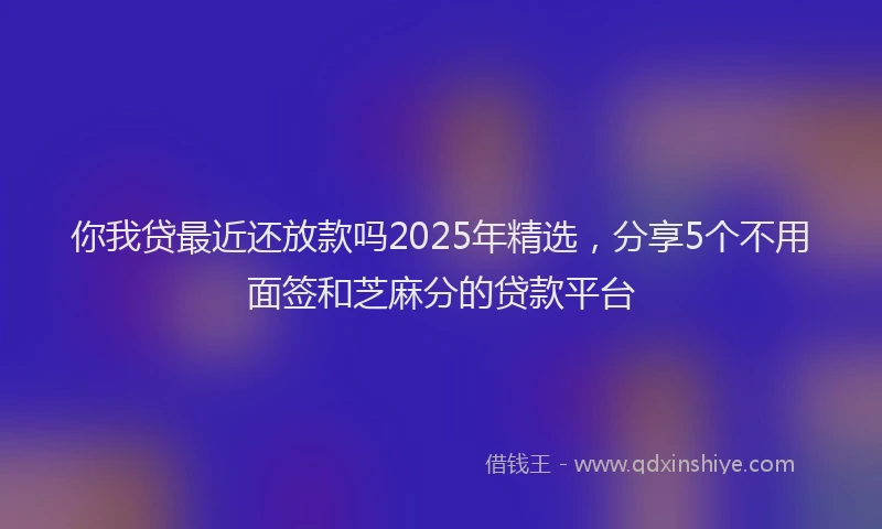 你我贷最近还放款吗2025年精选，分享5个不用面签和芝麻分的贷款平台