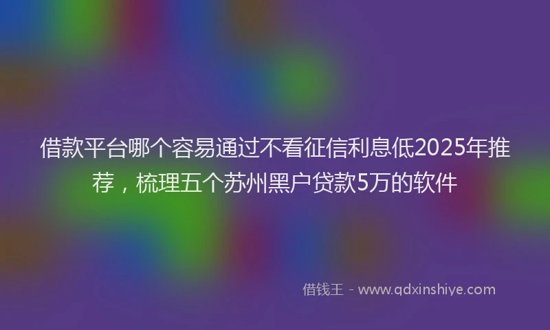 借款平台哪个容易通过不看征信利息低2025年推荐，梳理五个苏州黑户贷款5万的软件