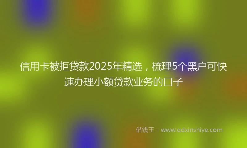 信用卡被拒贷款2025年精选，梳理5个黑户可快速办理小额贷款业务的口子