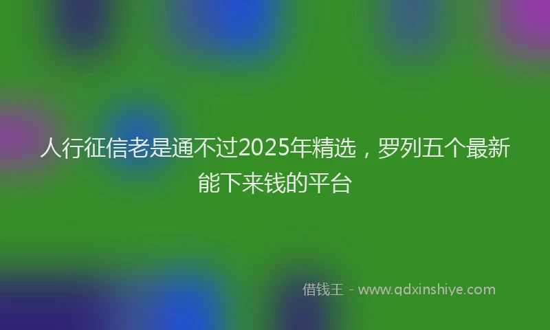 人行征信老是通不过2025年精选，罗列五个最新能下来钱的平台