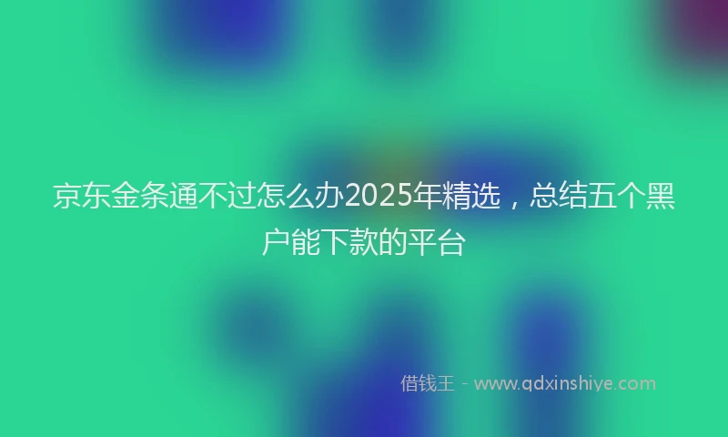 京东金条通不过怎么办2025年精选，总结五个黑户能下款的平台