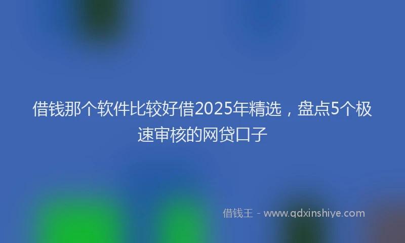 借钱那个软件比较好借2025年精选，盘点5个极速审核的网贷口子