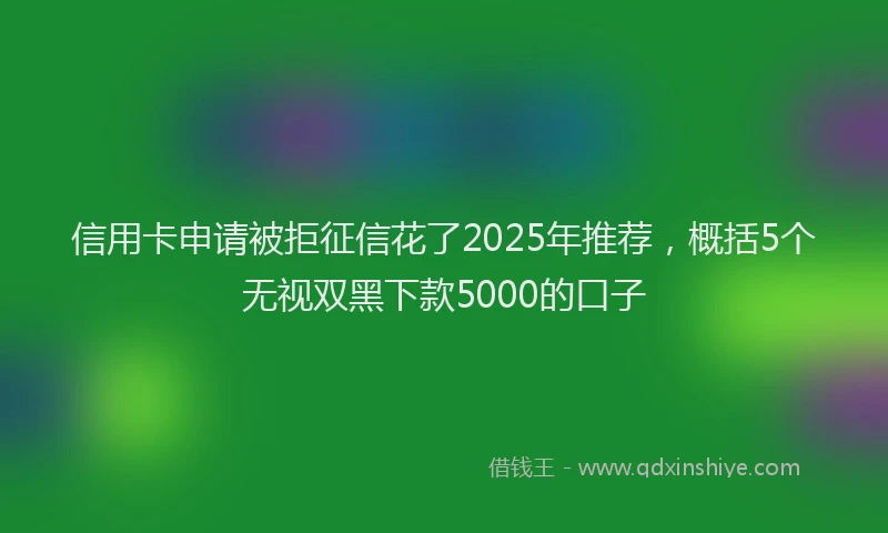 信用卡申请被拒征信花了2025年推荐，概括5个无视双黑下款5000的口子