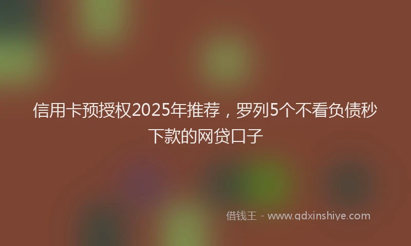 信用卡预授权2025年推荐，罗列5个不看负债秒下款的网贷口子