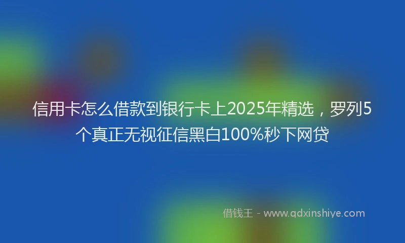 信用卡怎么借款到银行卡上2025年精选，罗列5个真正无视征信黑白100%秒下网贷