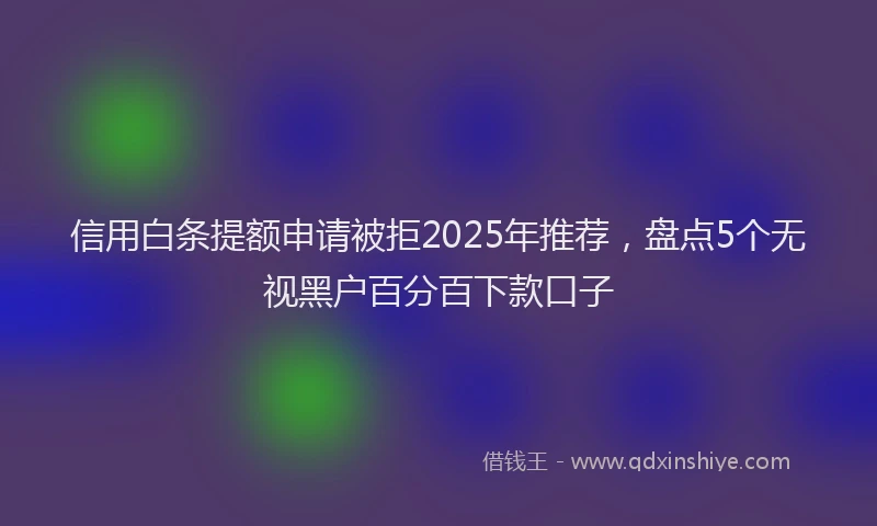 信用白条提额申请被拒2025年推荐，盘点5个无视黑户百分百下款口子