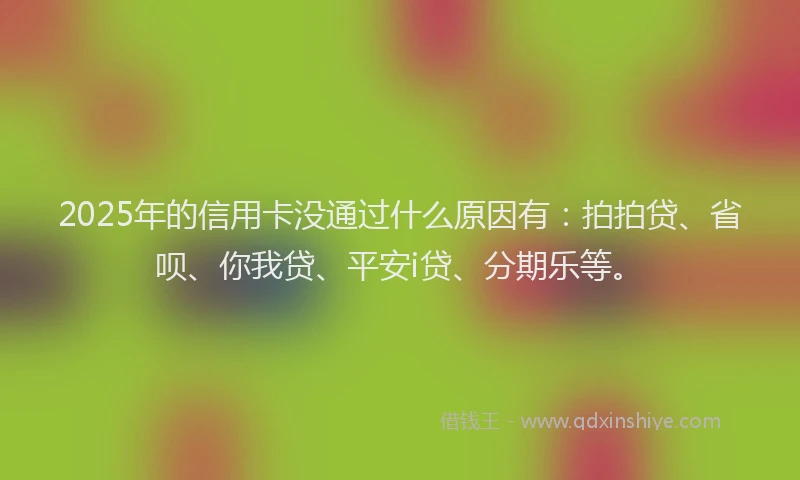 2025年的信用卡没通过什么原因有：拍拍贷、省呗、你我贷、平安i贷、分期乐等。