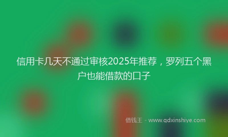 信用卡几天不通过审核2025年推荐，罗列五个黑户也能借款的口子