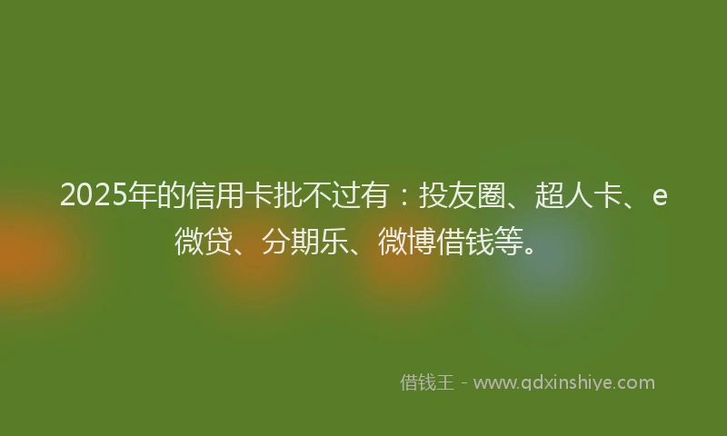 2025年的信用卡批不过有：投友圈、超人卡、e微贷、分期乐、微博借钱等。