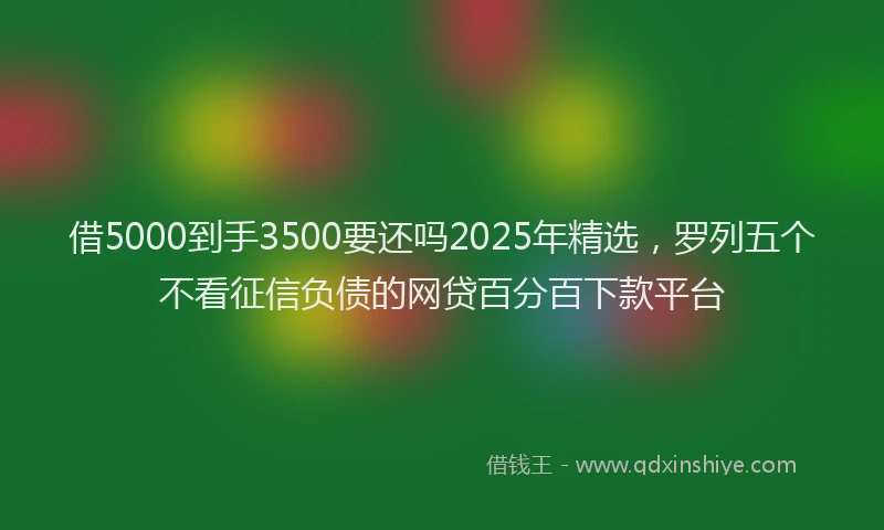 借5000到手3500要还吗2025年精选，罗列五个不看征信负债的网贷百分百下款平台