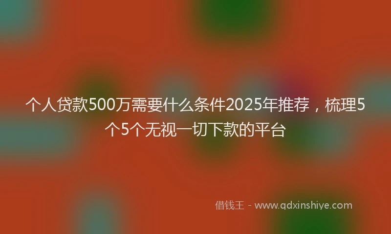 个人贷款500万需要什么条件2025年推荐，梳理5个5个无视一切下款的平台