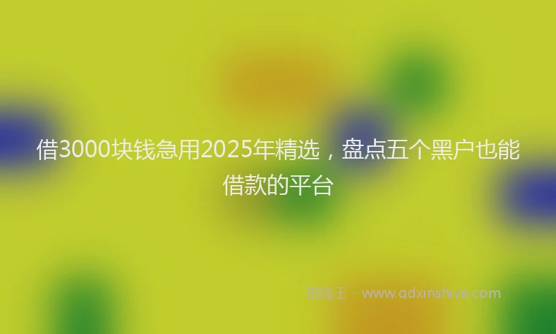 借3000块钱急用2025年精选，盘点五个黑户也能借款的平台