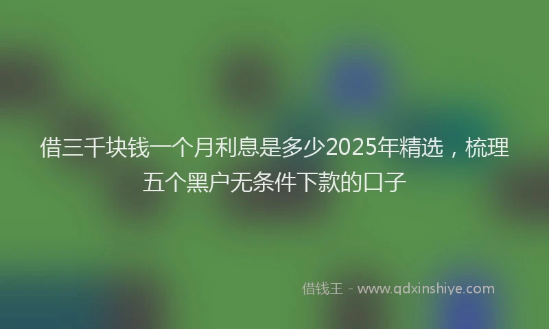 借三千块钱一个月利息是多少2025年精选，梳理五个黑户无条件下款的口子