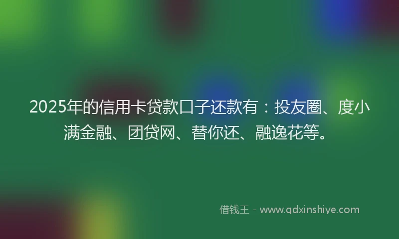 2025年的信用卡贷款口子还款有：投友圈、度小满金融、团贷网、替你还、融逸花等。