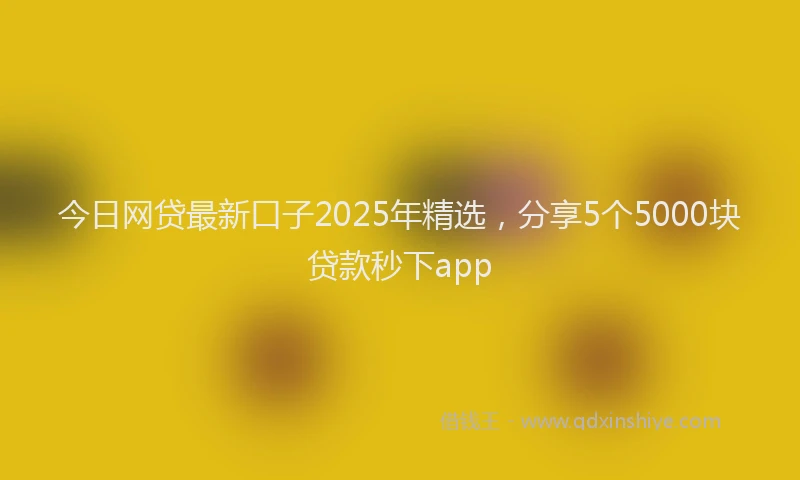 今日网贷最新口子2025年精选，分享5个5000块贷款秒下app
