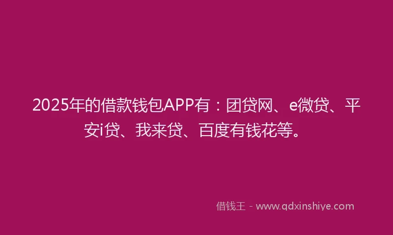 2025年的借款钱包APP有：团贷网、e微贷、平安i贷、我来贷、百度有钱花等。