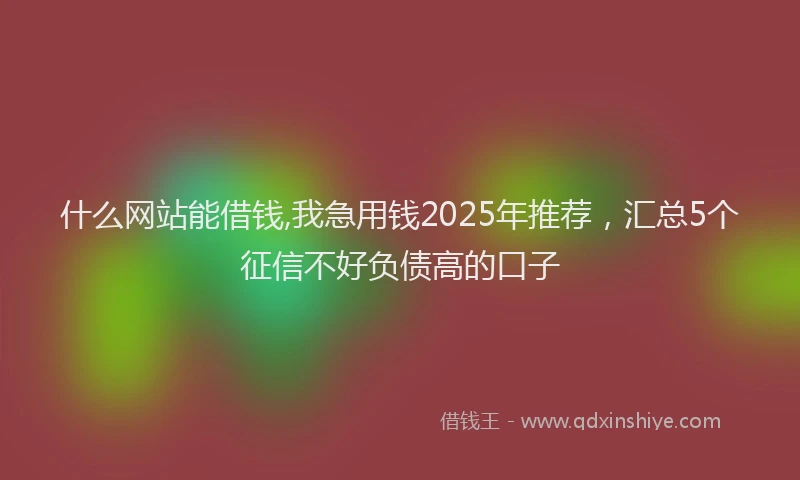 什么网站能借钱,我急用钱2025年推荐，汇总5个征信不好负债高的口子