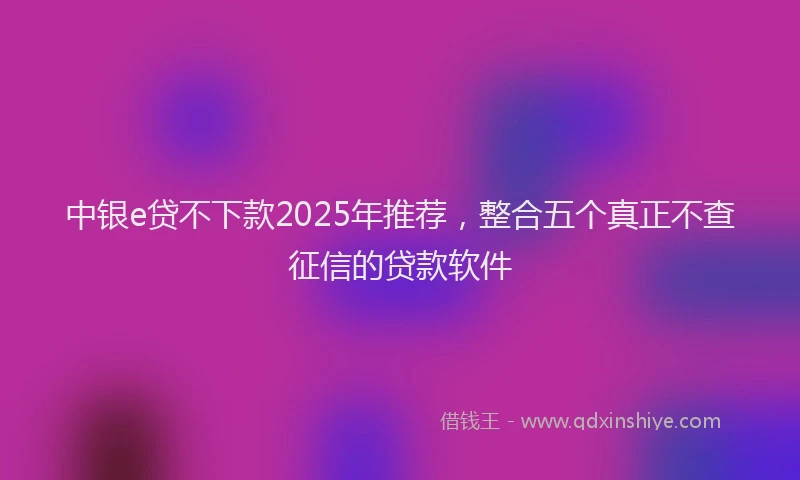 中银e贷不下款2025年推荐，整合五个真正不查征信的贷款软件