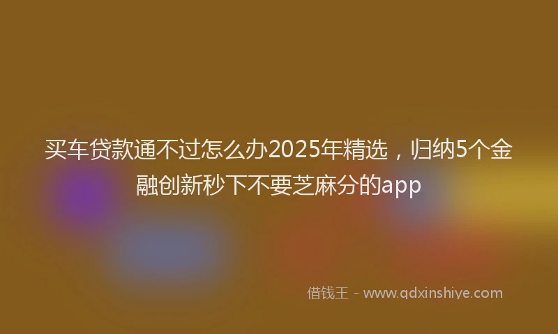 买车贷款通不过怎么办2025年精选，归纳5个金融创新秒下不要芝麻分的app