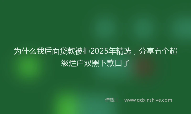 为什么我后面贷款被拒2025年精选，分享五个超级烂户双黑下款口子