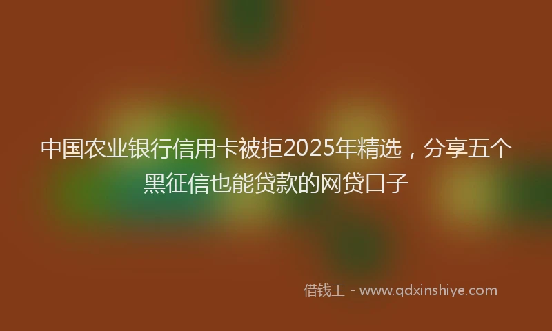 中国农业银行信用卡被拒2025年精选，分享五个黑征信也能贷款的网贷口子