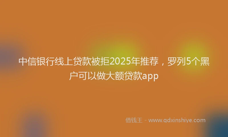 中信银行线上贷款被拒2025年推荐，罗列5个黑户可以做大额贷款app