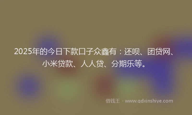 2025年的今日下款口子众鑫有：还呗、团贷网、小米贷款、人人贷、分期乐等。