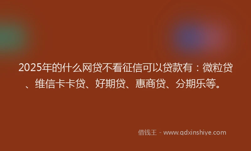 2025年的什么网贷不看征信可以贷款有：微粒贷、维信卡卡贷、好期贷、惠商贷、分期乐等。