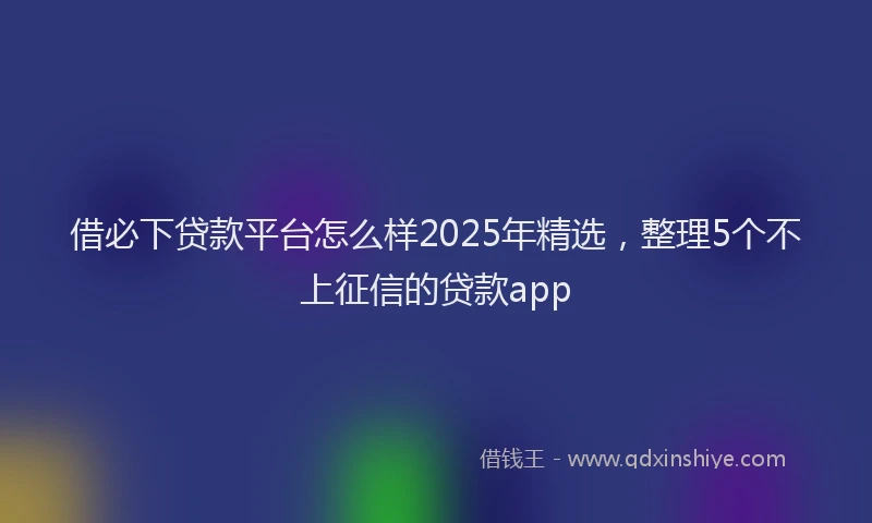 借必下贷款平台怎么样2025年精选，整理5个不上征信的贷款app