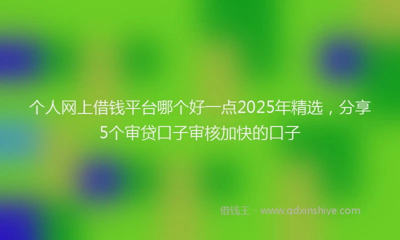 个人网上借钱平台哪个好一点2025年精选，分享5个审贷口子审核加快的口子