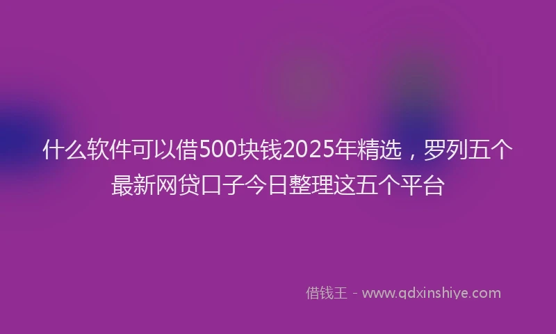 什么软件可以借500块钱2025年精选，罗列五个最新网贷口子今日整理这五个平台