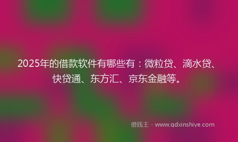 2025年的借款软件有哪些有：微粒贷、滴水贷、快贷通、东方汇、京东金融等。