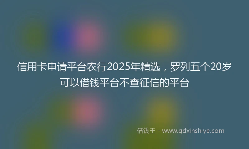 信用卡申请平台农行2025年精选，罗列五个20岁可以借钱平台不查征信的平台