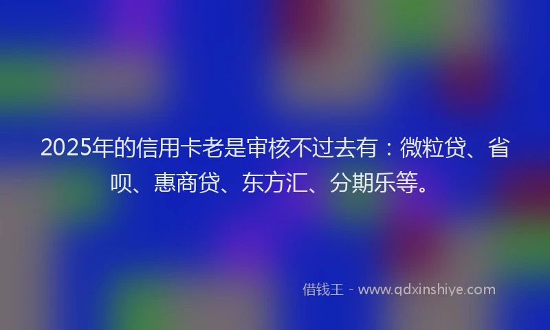 2025年的信用卡老是审核不过去有：微粒贷、省呗、惠商贷、东方汇、分期乐等。