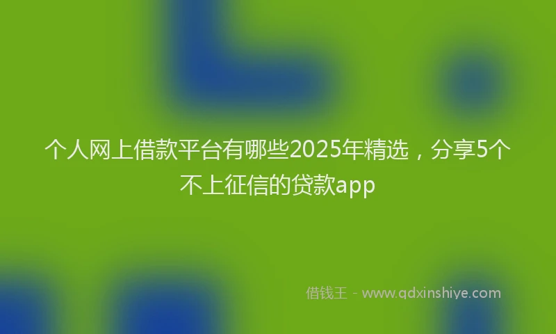 个人网上借款平台有哪些2025年精选，分享5个不上征信的贷款app