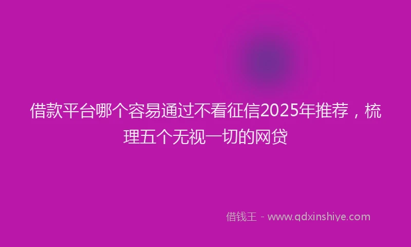 借款平台哪个容易通过不看征信2025年推荐，梳理五个无视一切的网贷