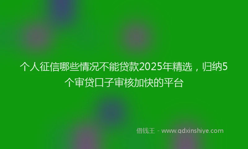 个人征信哪些情况不能贷款2025年精选，归纳5个审贷口子审核加快的平台