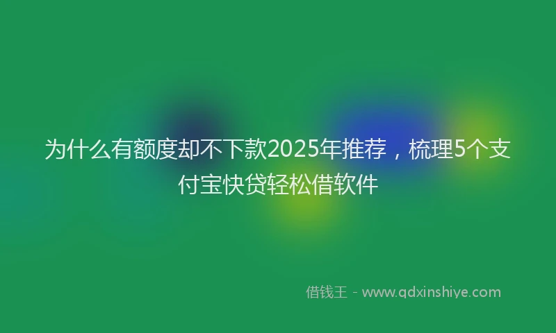 为什么有额度却不下款2025年推荐，梳理5个支付宝快贷轻松借软件