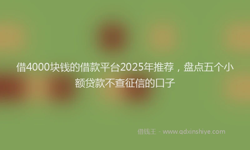 借4000块钱的借款平台2025年推荐，盘点五个小额贷款不查征信的口子