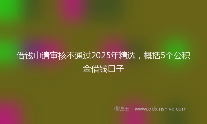 借钱申请审核不通过2025年精选，概括5个公积金借钱口子