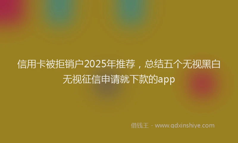 信用卡被拒销户2025年推荐，总结五个无视黑白无视征信申请就下款的app