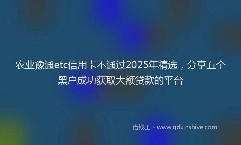 农业豫通etc信用卡不通过2025年精选，分享五个黑户成功获取大额贷款的平台